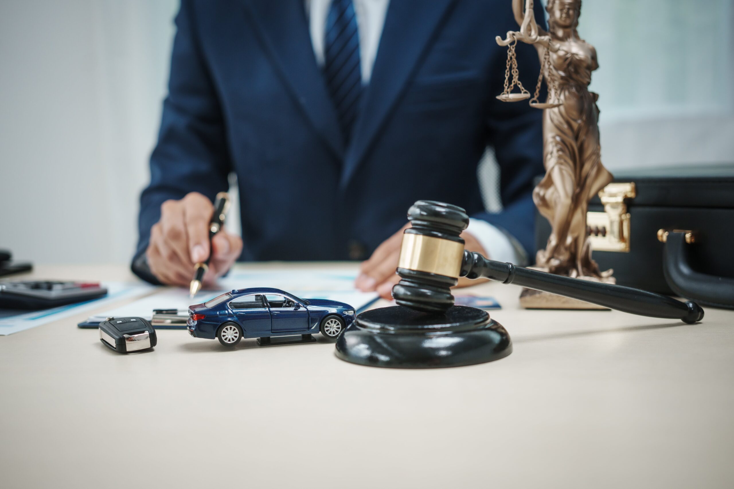 Lawyer handling vehicle accident and insurance claims